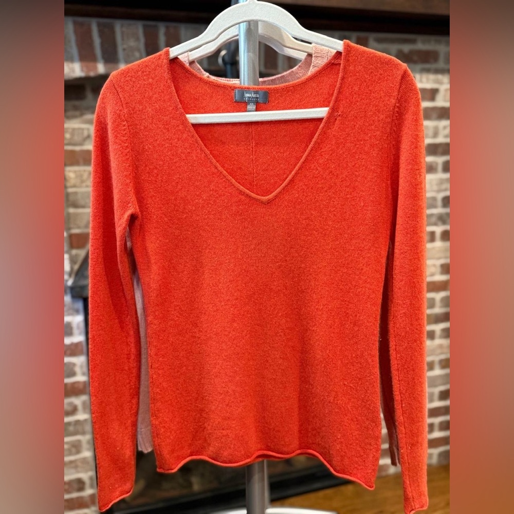 Neiman Marcus Red V-Neck Sweater